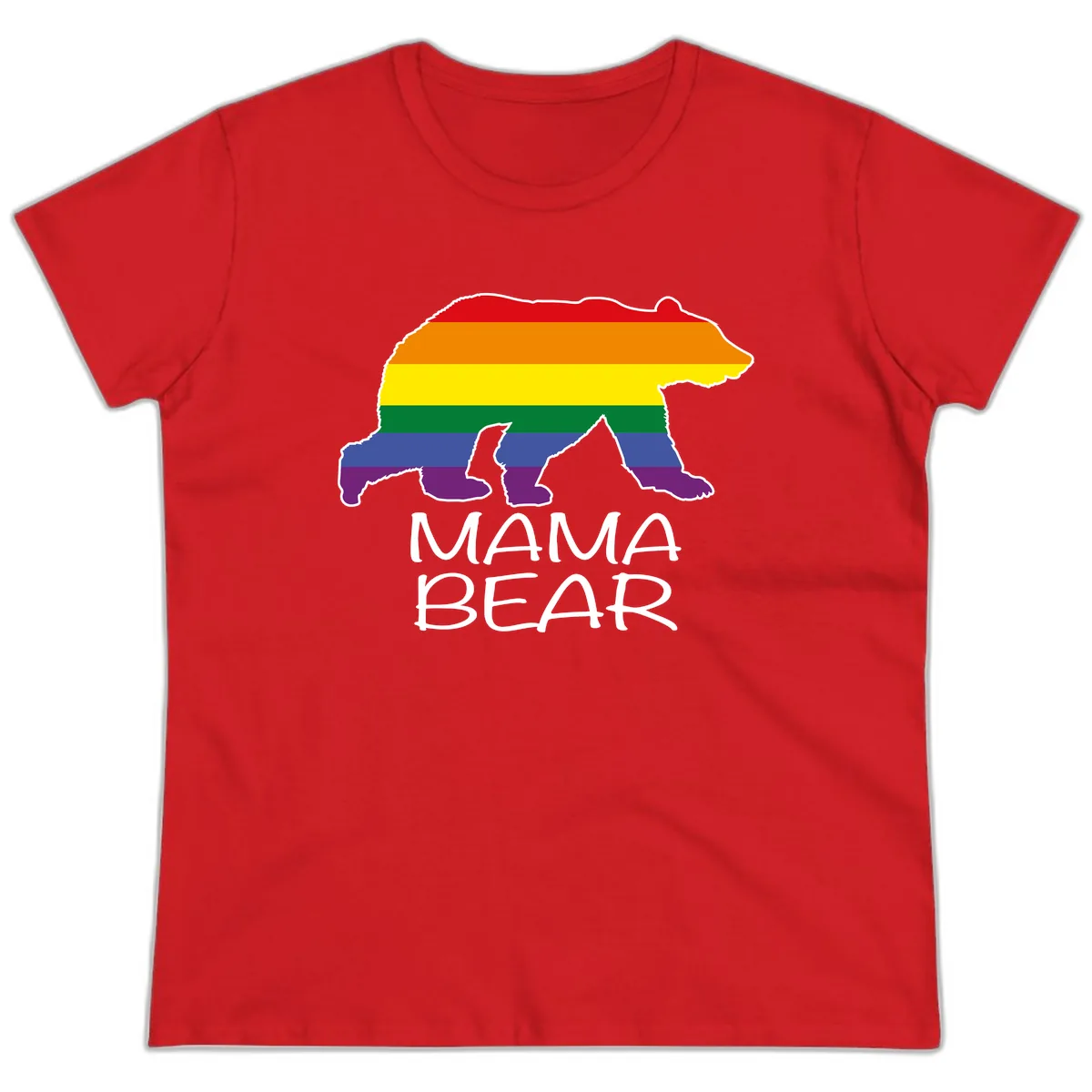 Mama Bear Pride Ladies Tee in Red