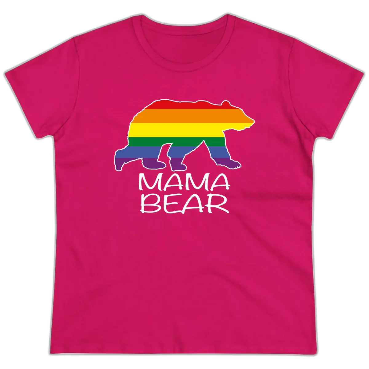 Mama Bear Pride Ladies Tee in Heliconia