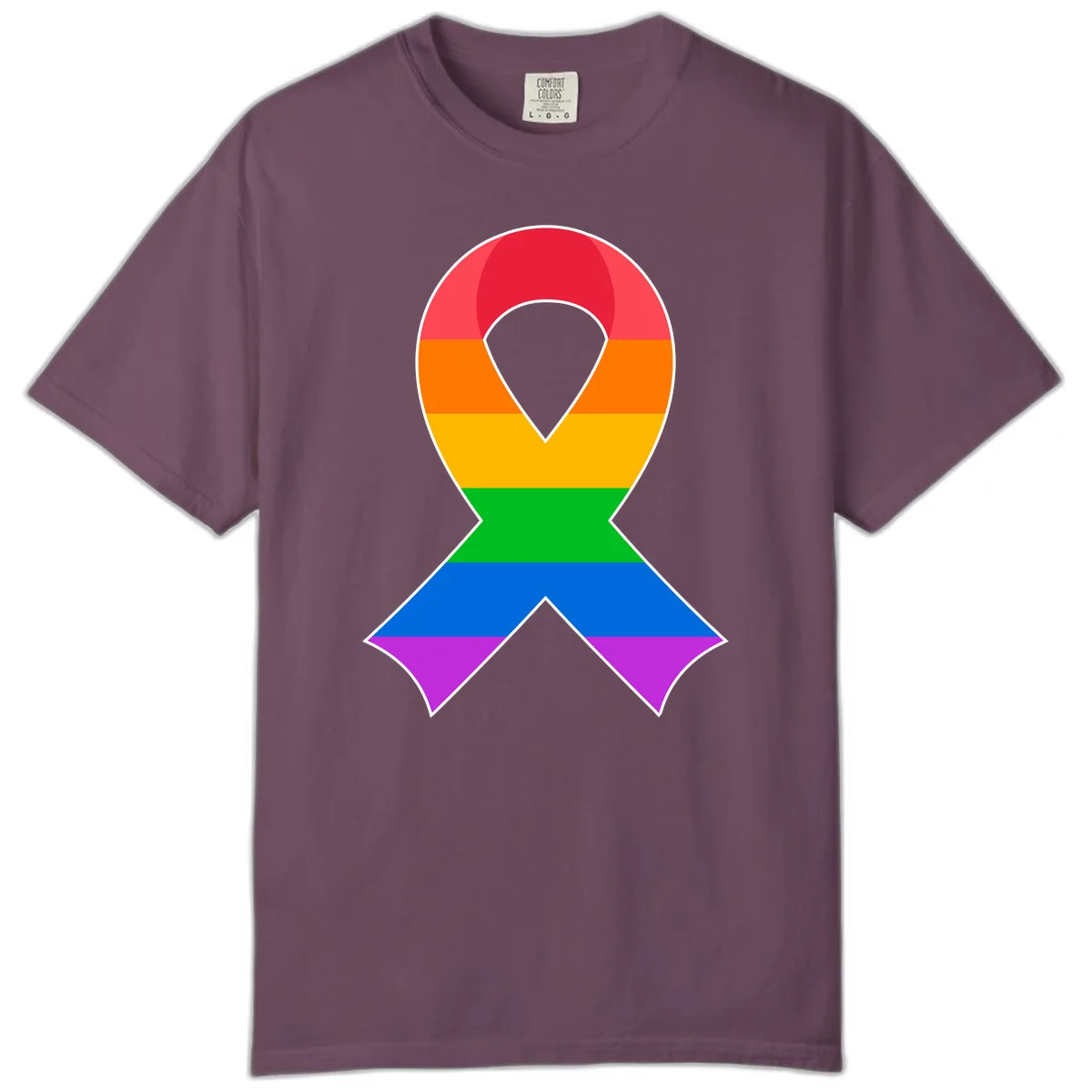 Rainbow Pride Awareness Ribbon Comfort Color in Berry