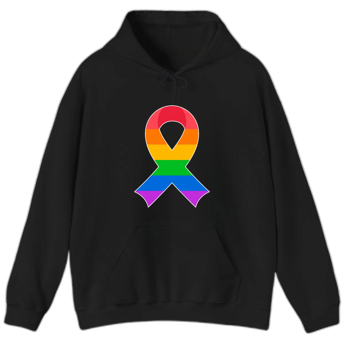 Rainbow Pride Awareness Ribbon Hoodie in Black
