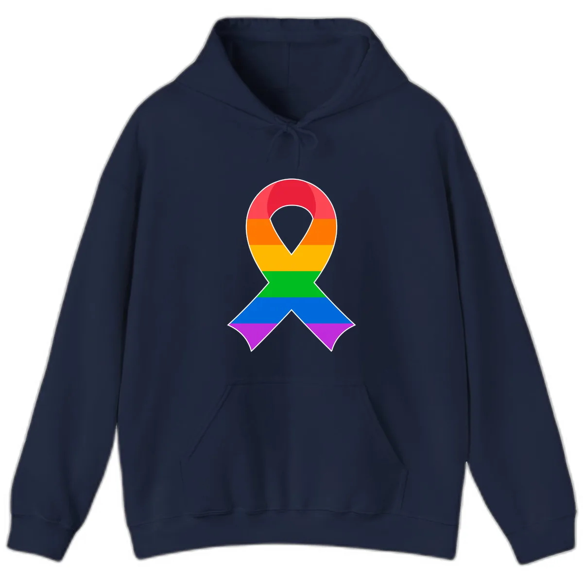 Rainbow Pride Awareness Ribbon Hoodie in Navy