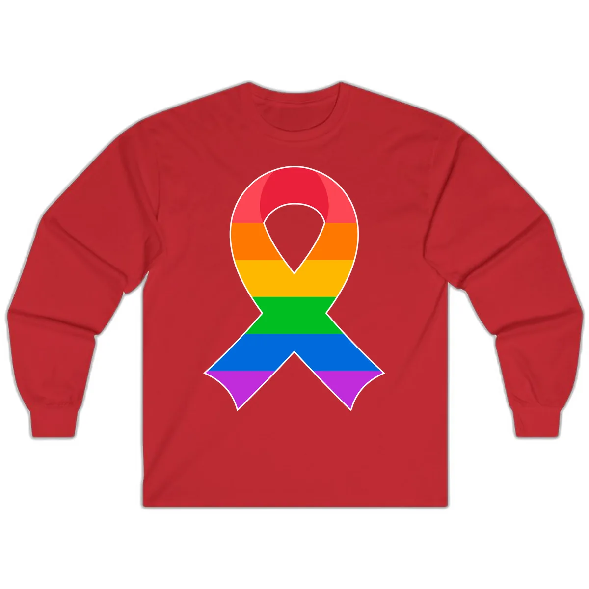 Rainbow Pride Awareness Ribbon Long Sleeve in Red
