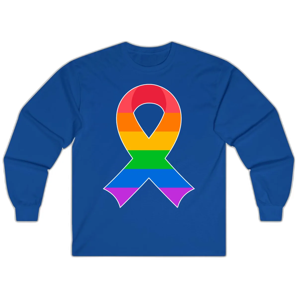 Rainbow Pride Awareness Ribbon Long Sleeve in Royal