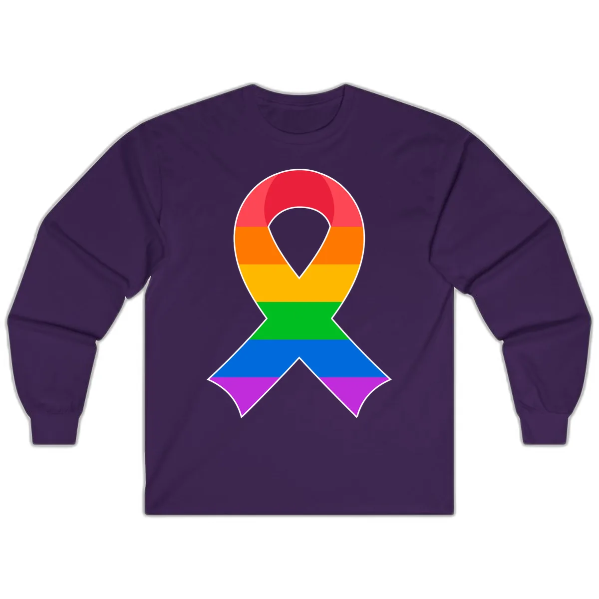 Rainbow Pride Awareness Ribbon Long Sleeve in Purple