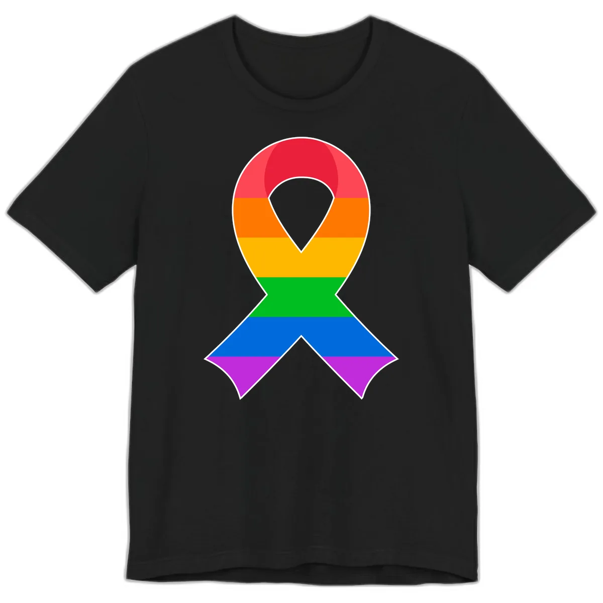 Rainbow Pride Awareness Ribbon Premium T-Shirt in Black