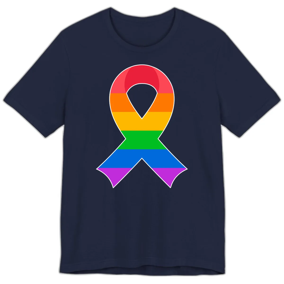 Rainbow Pride Awareness Ribbon Premium T-Shirt in Navy