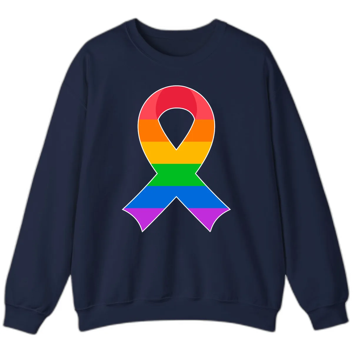 Rainbow Pride Awareness Ribbon Sweatshirt in Navy