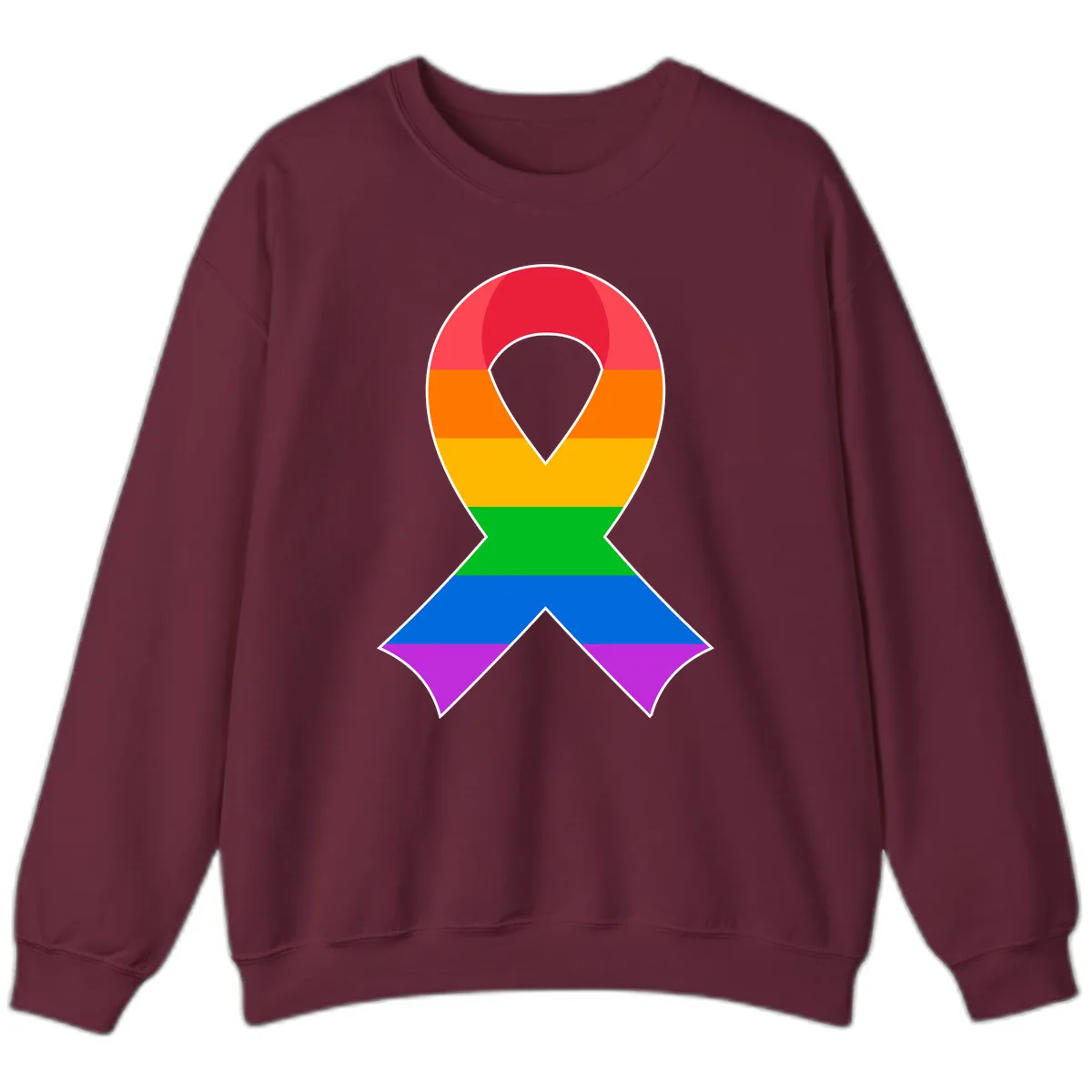 Rainbow Pride Awareness Ribbon Sweatshirt in Maroon