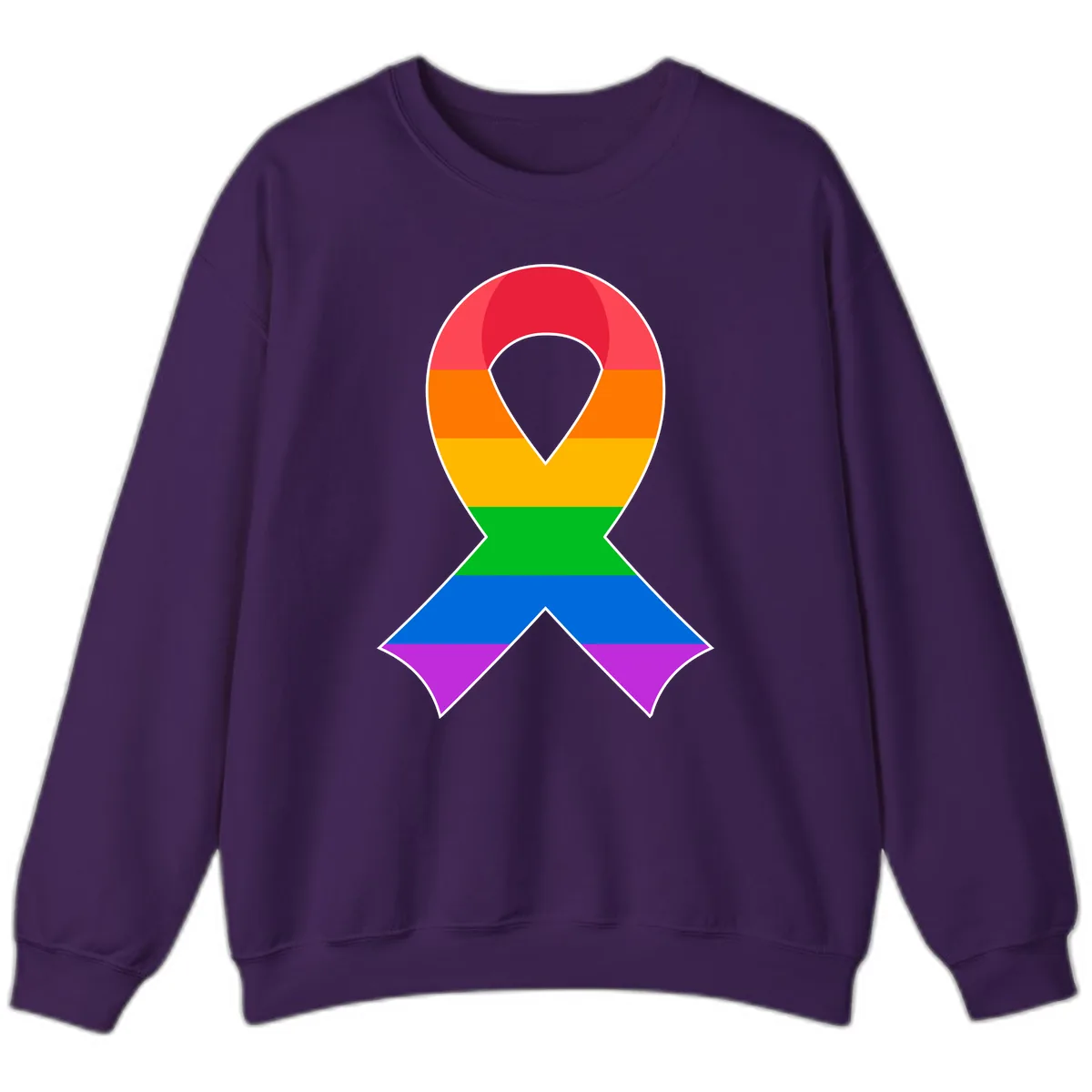 Rainbow Pride Awareness Ribbon Sweatshirt in Purple