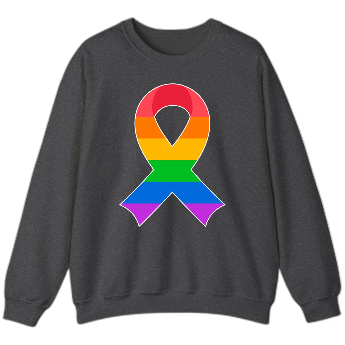 Rainbow Pride Awareness Ribbon Sweatshirt in Dark Heather