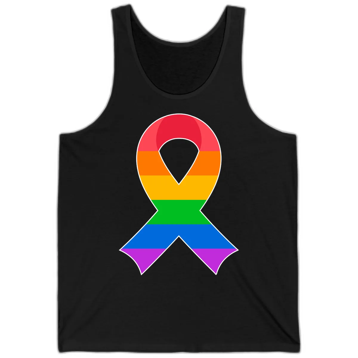 Rainbow Pride Awareness Ribbon Tank in Black