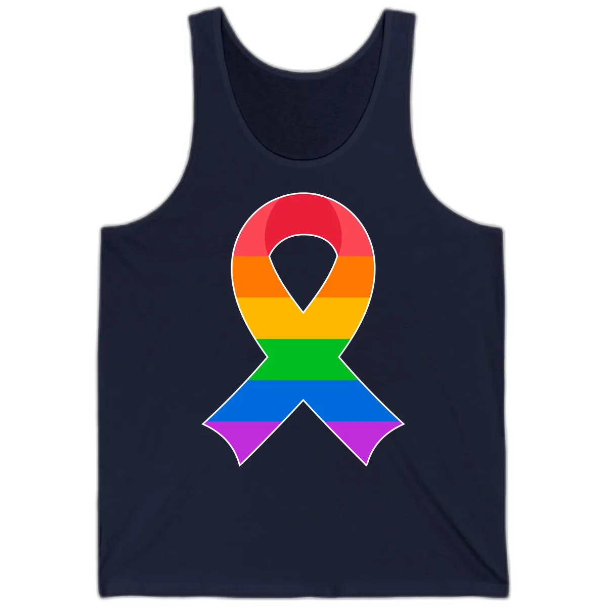 Rainbow Pride Awareness Ribbon Tank in Navy