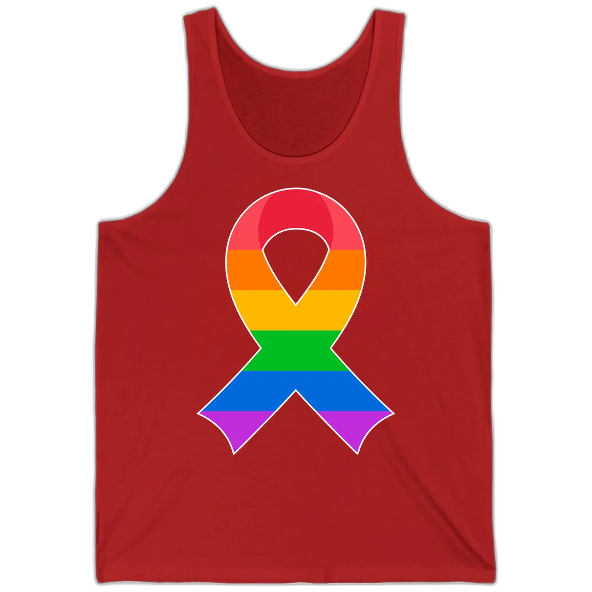 Rainbow Pride Awareness Ribbon Tank in Red