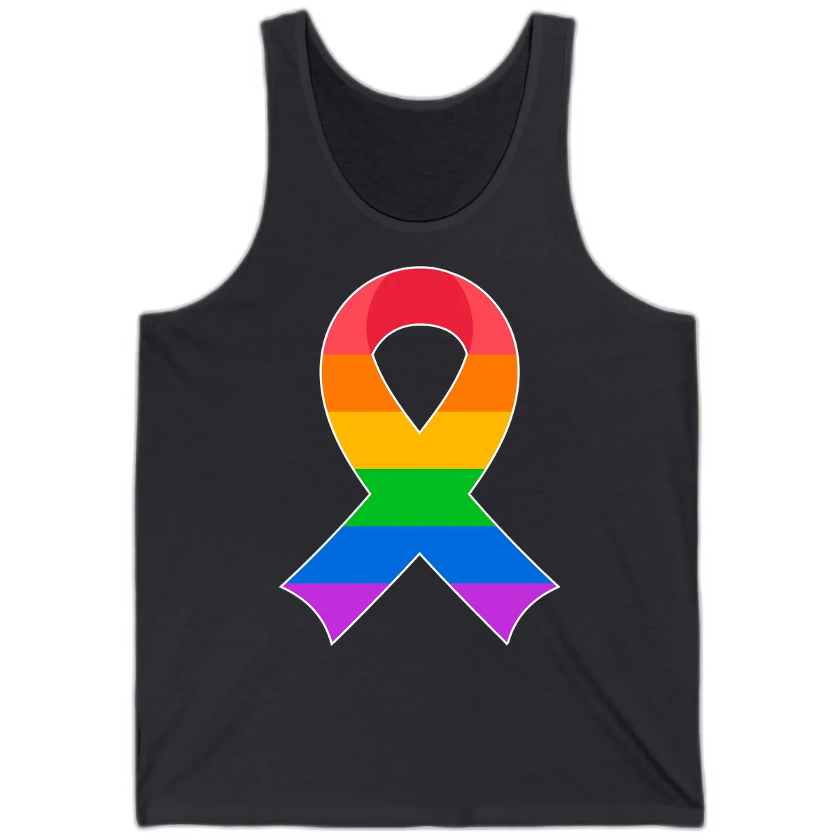 Rainbow Pride Awareness Ribbon Tank in Dark Grey