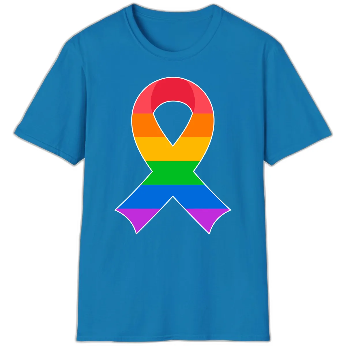 Rainbow Pride Awareness Ribbon T-Shirt in Sapphire