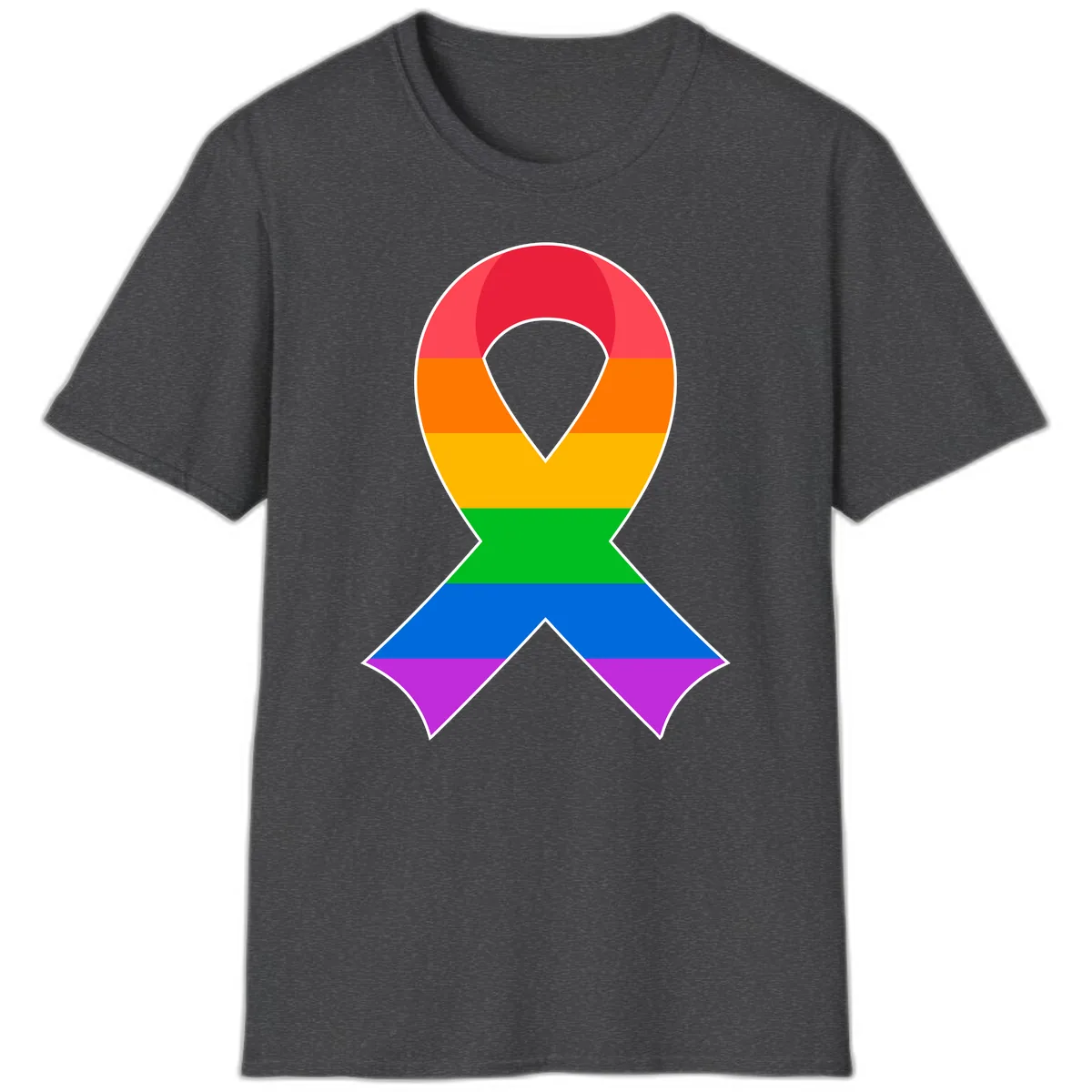 Rainbow Pride Awareness Ribbon T-Shirt in Dark Heather