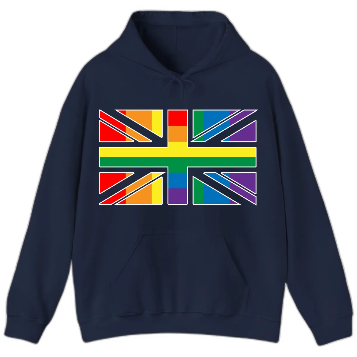 Rainbow Pride Geometric Mosaic Hoodie in Navy