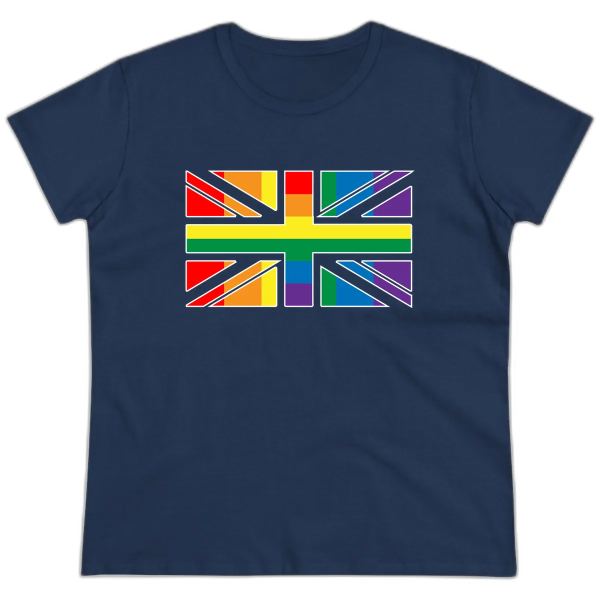 Rainbow Pride Geometric Mosaic Ladies Tee in Navy