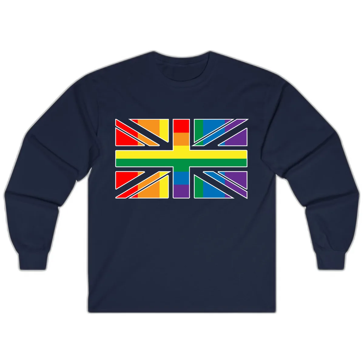 Rainbow Pride Geometric Mosaic Long Sleeve in Navy