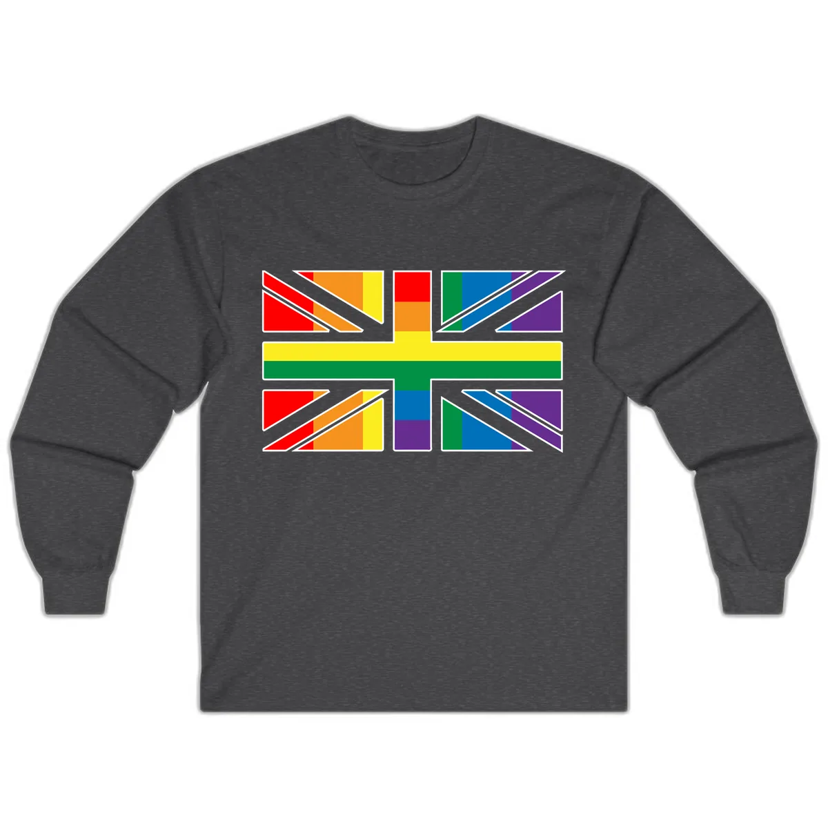 Rainbow Pride Geometric Mosaic Long Sleeve in Dark Heather