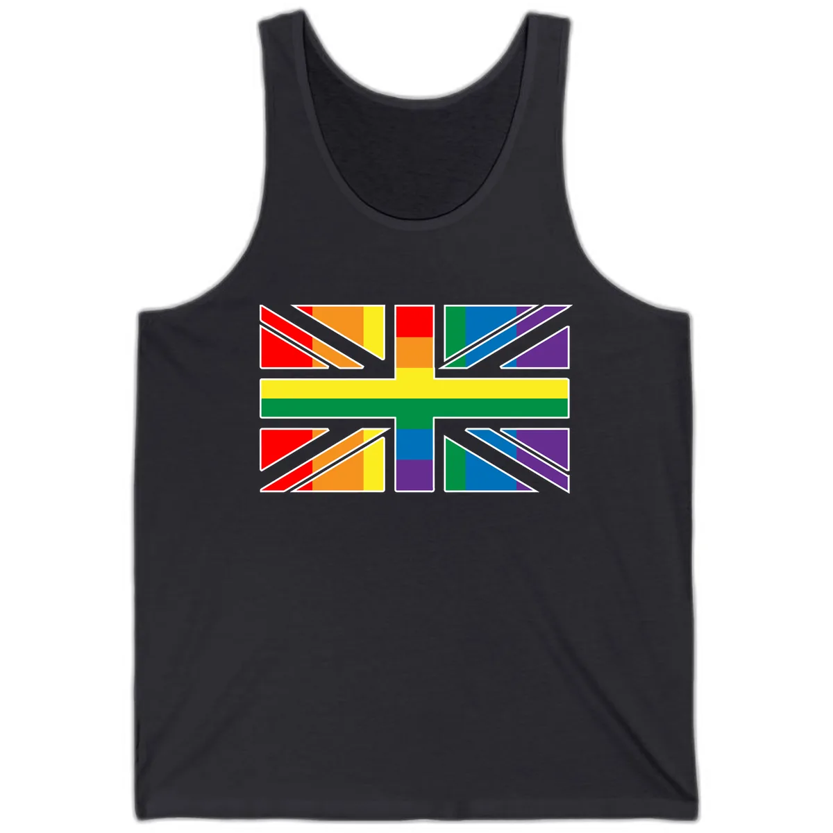 Rainbow Pride Geometric Mosaic Tank in Dark Grey
