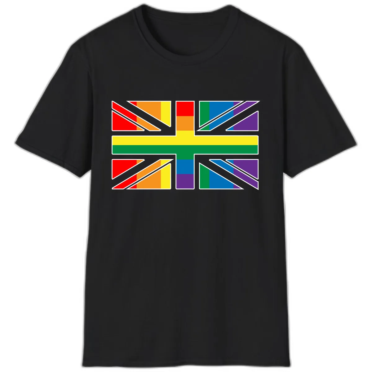 Rainbow Pride Geometric Mosaic T-Shirt in Black