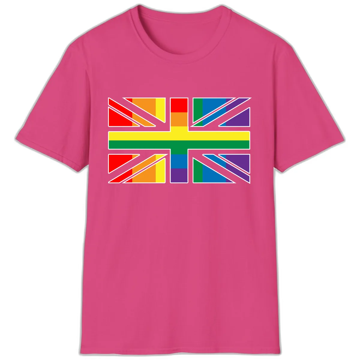 Rainbow Pride Geometric Mosaic T-Shirt in Heliconia
