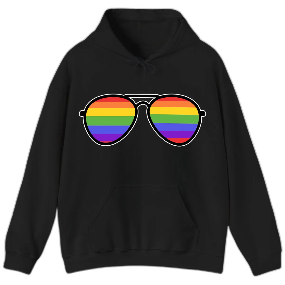 Rainbow Pride Glasses Hoodie in Black
