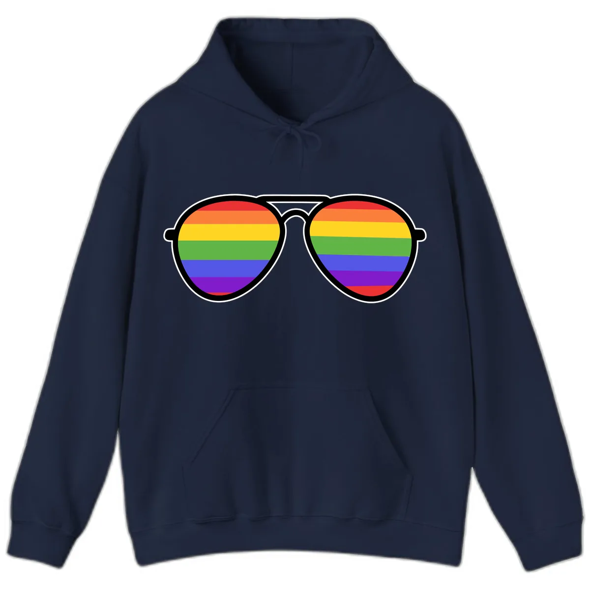 Rainbow Pride Glasses Hoodie in Navy