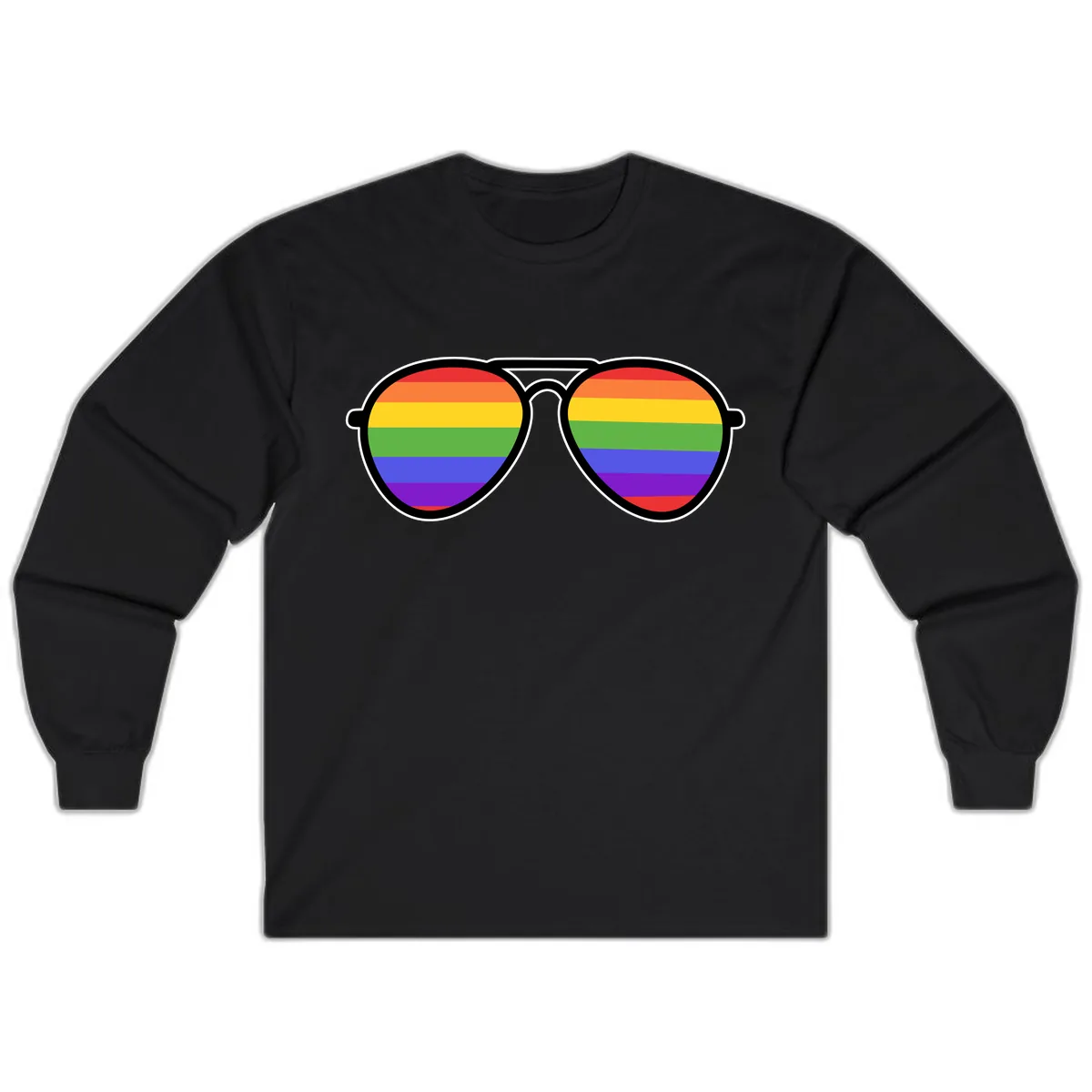 Rainbow Pride Glasses Long Sleeve in Black