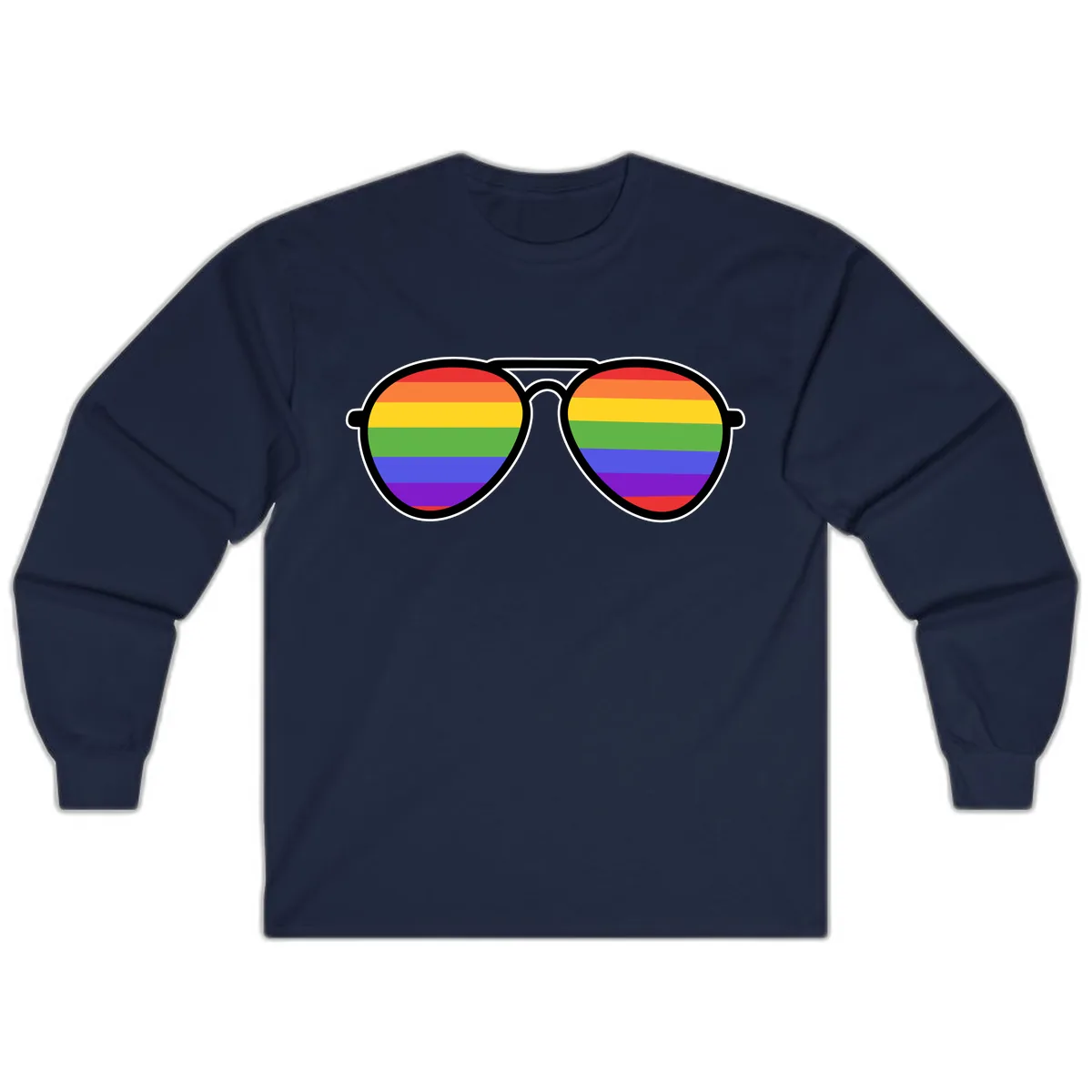 Rainbow Pride Glasses Long Sleeve in Navy