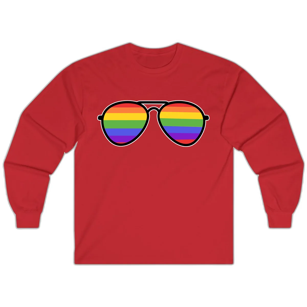 Rainbow Pride Glasses Long Sleeve in Red