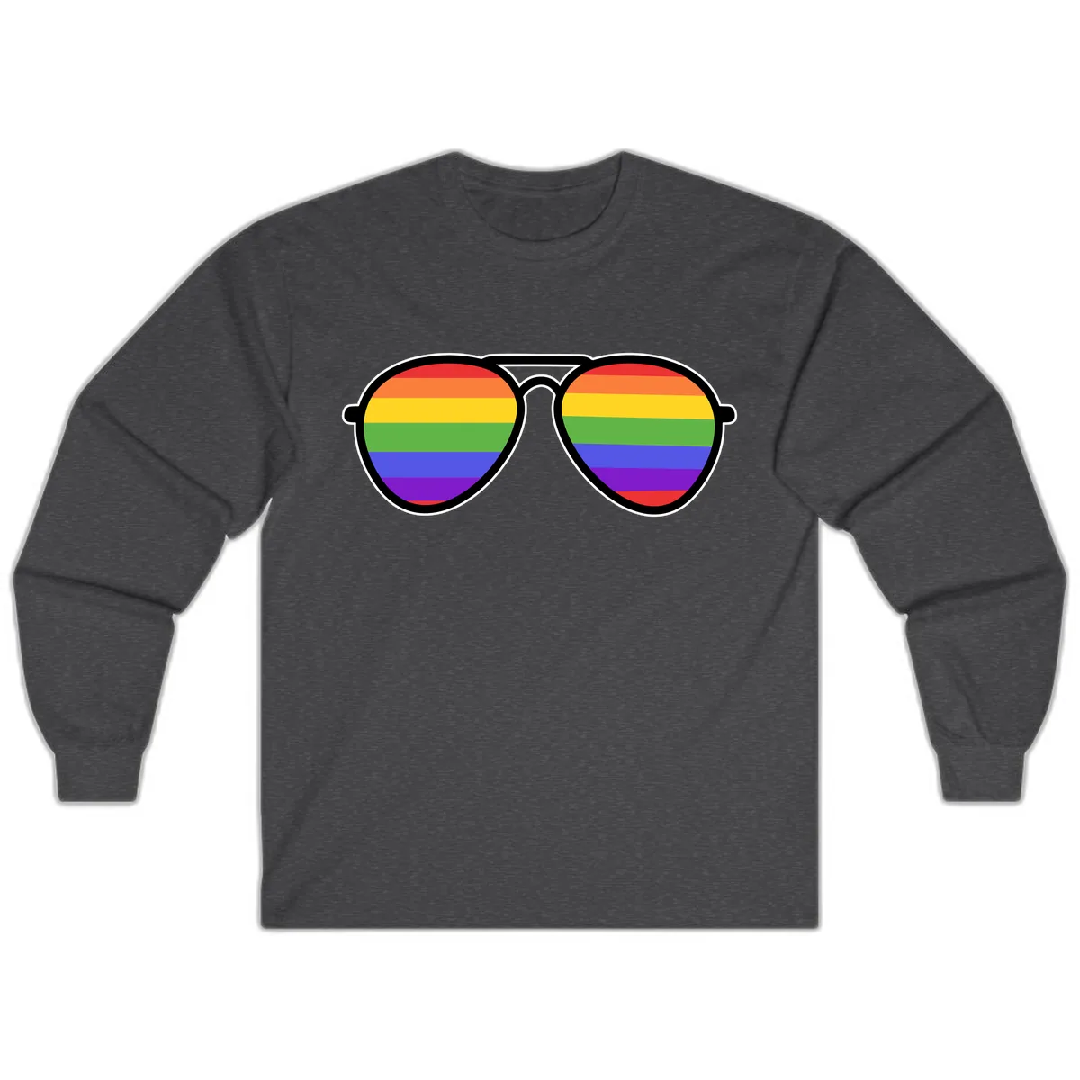 Rainbow Pride Glasses Long Sleeve in Dark Heather