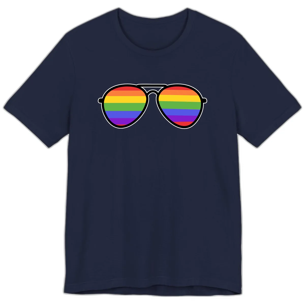 Rainbow Pride Glasses Premium T-Shirt in Navy