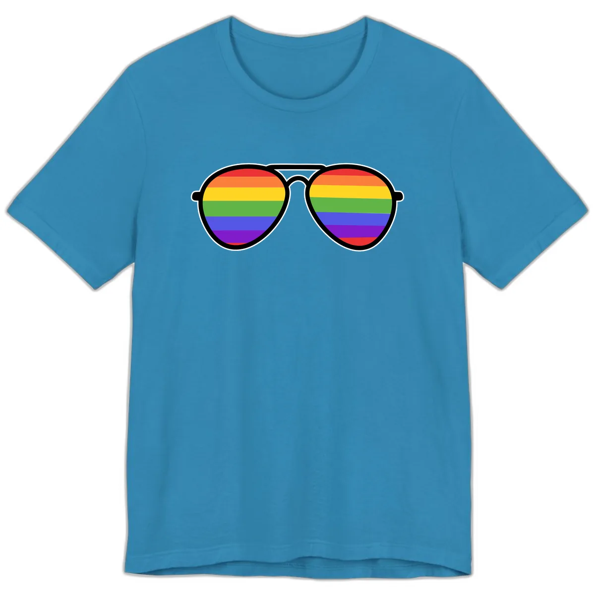 Rainbow Pride Glasses Premium T-Shirt in Aqua