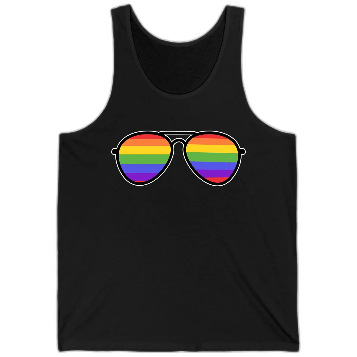 Rainbow Pride Glasses Tank in Black