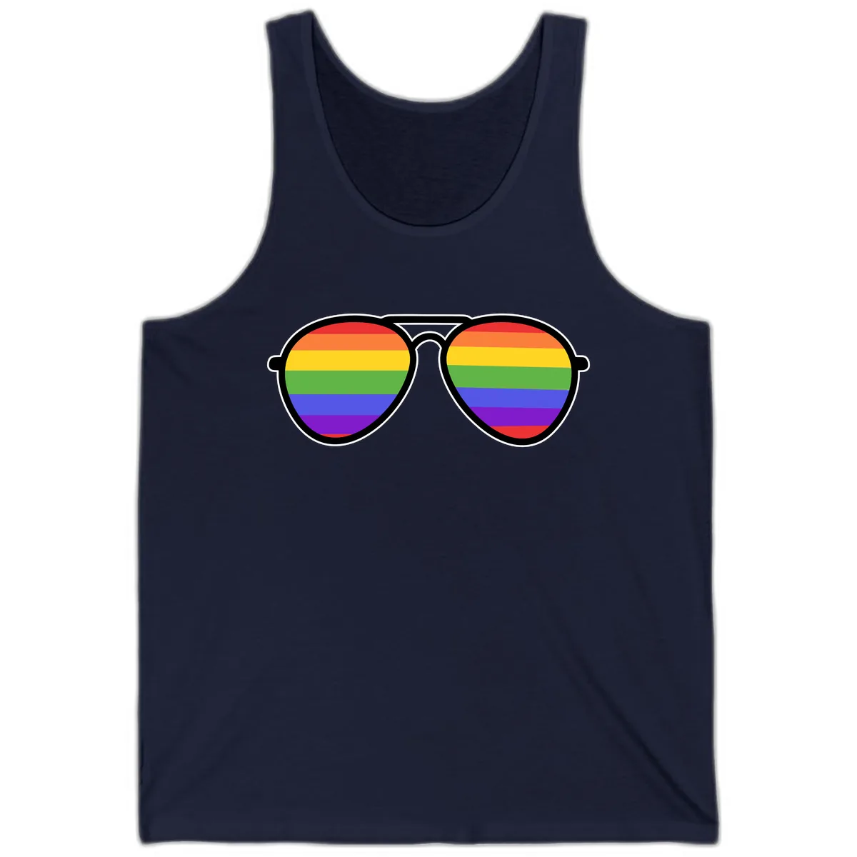 Rainbow Pride Glasses Tank in Navy