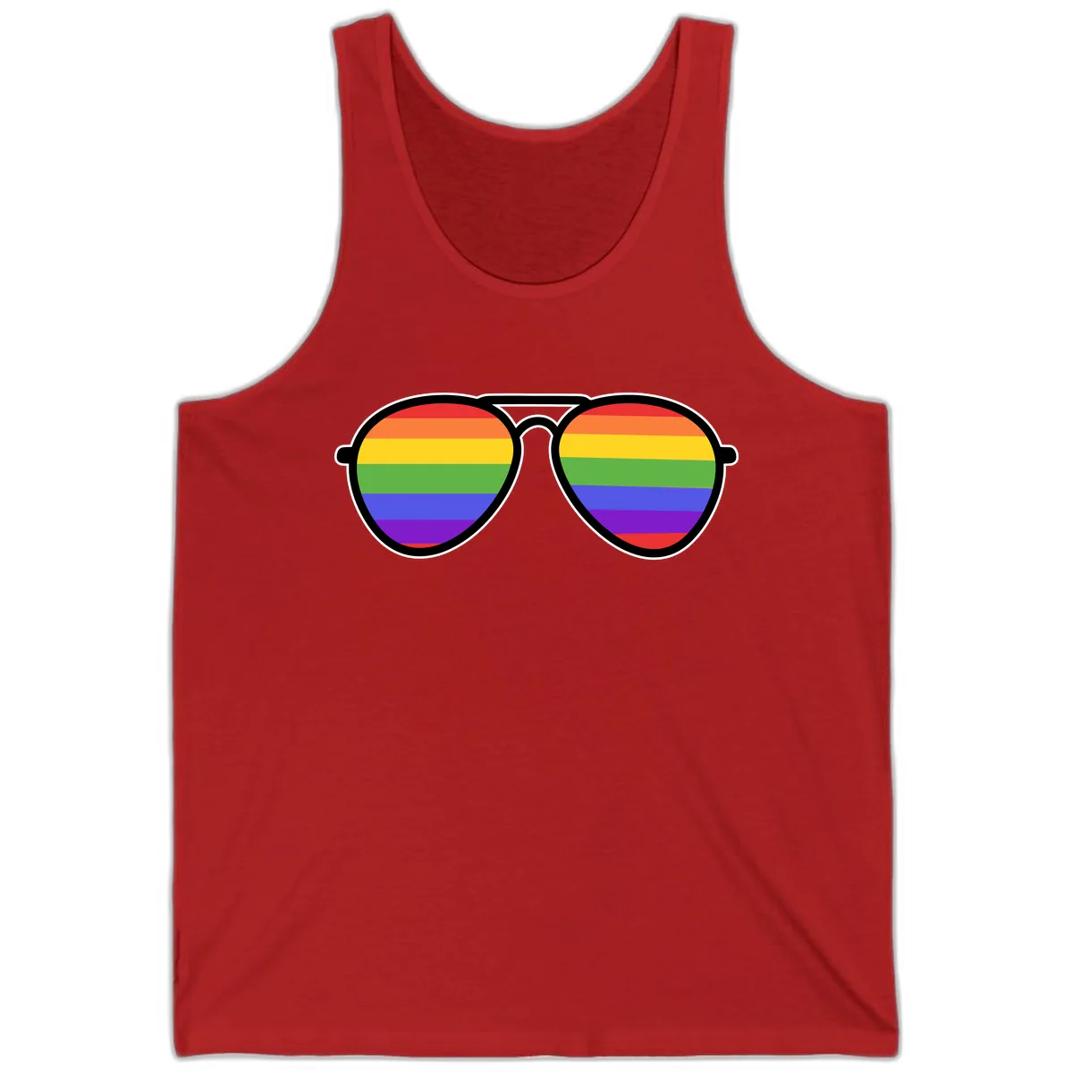 Rainbow Pride Glasses Tank in Red