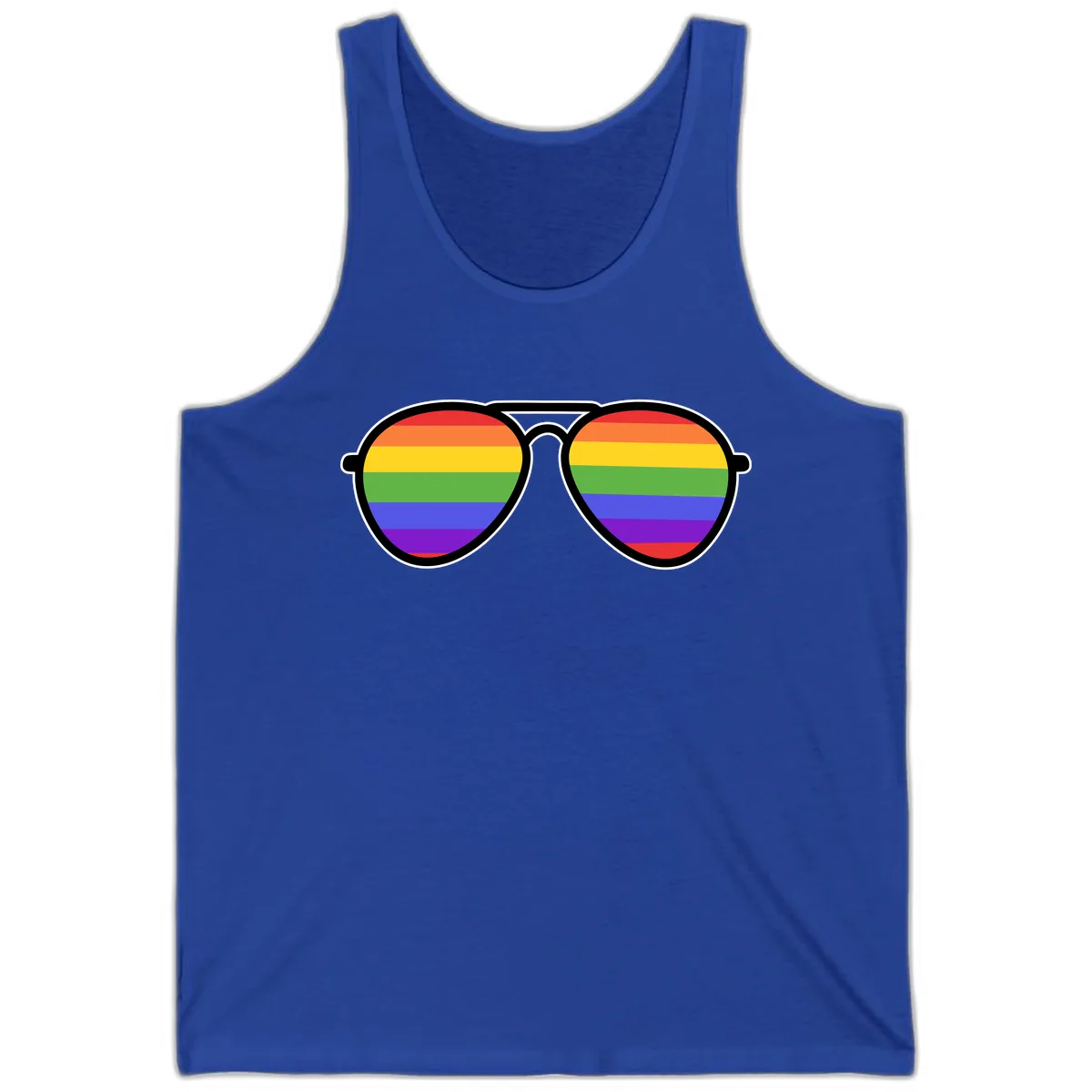 Rainbow Pride Glasses Tank in True Royal