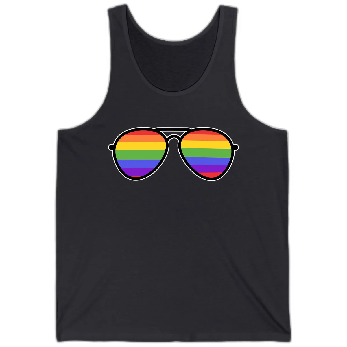 Rainbow Pride Glasses Tank in Dark Grey