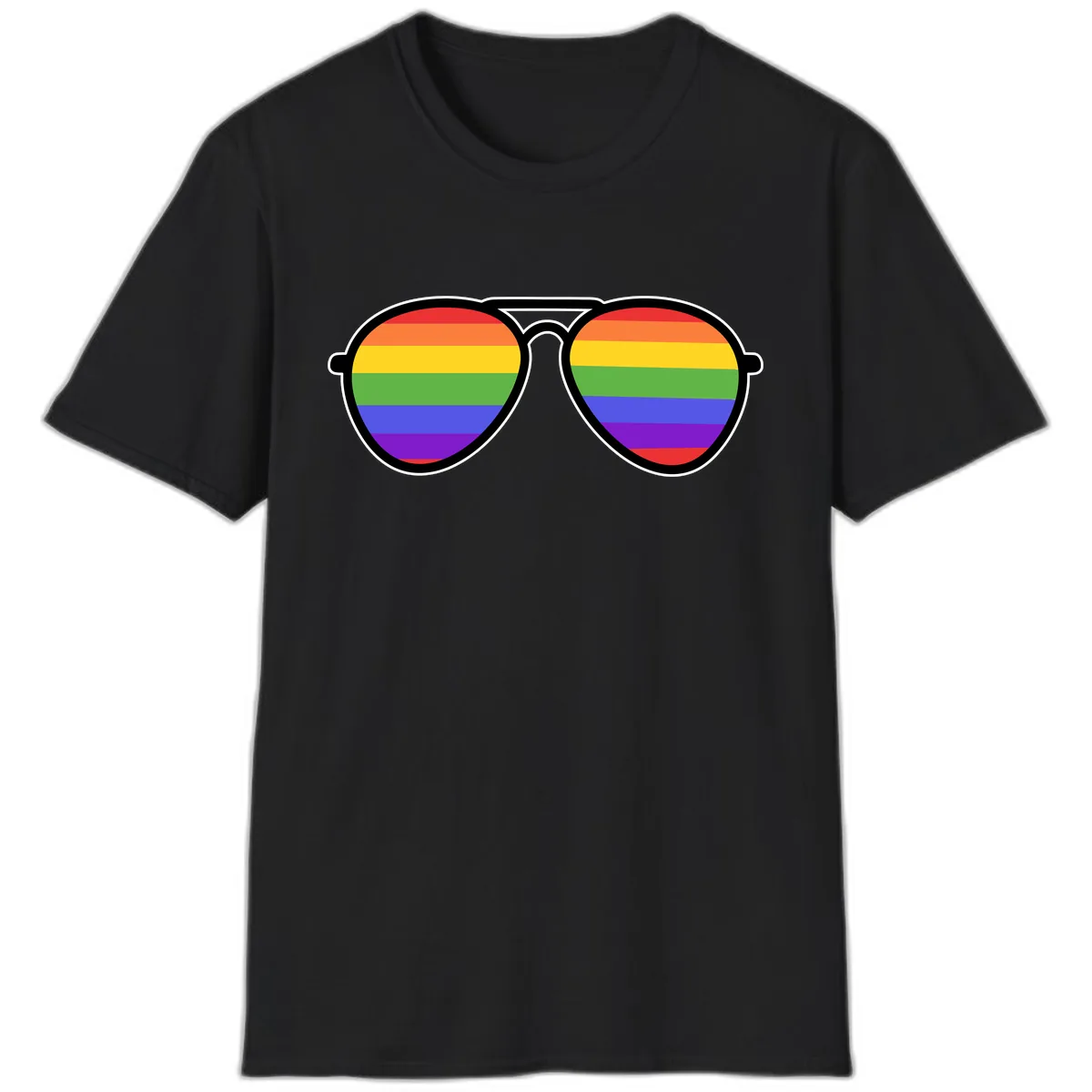 Rainbow Pride Glasses T-Shirt in Black