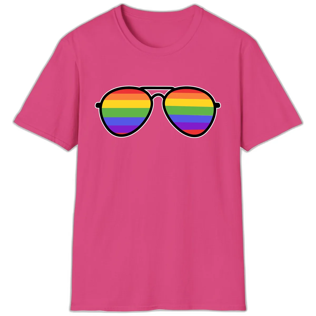 Rainbow Pride Glasses T-Shirt in Heliconia