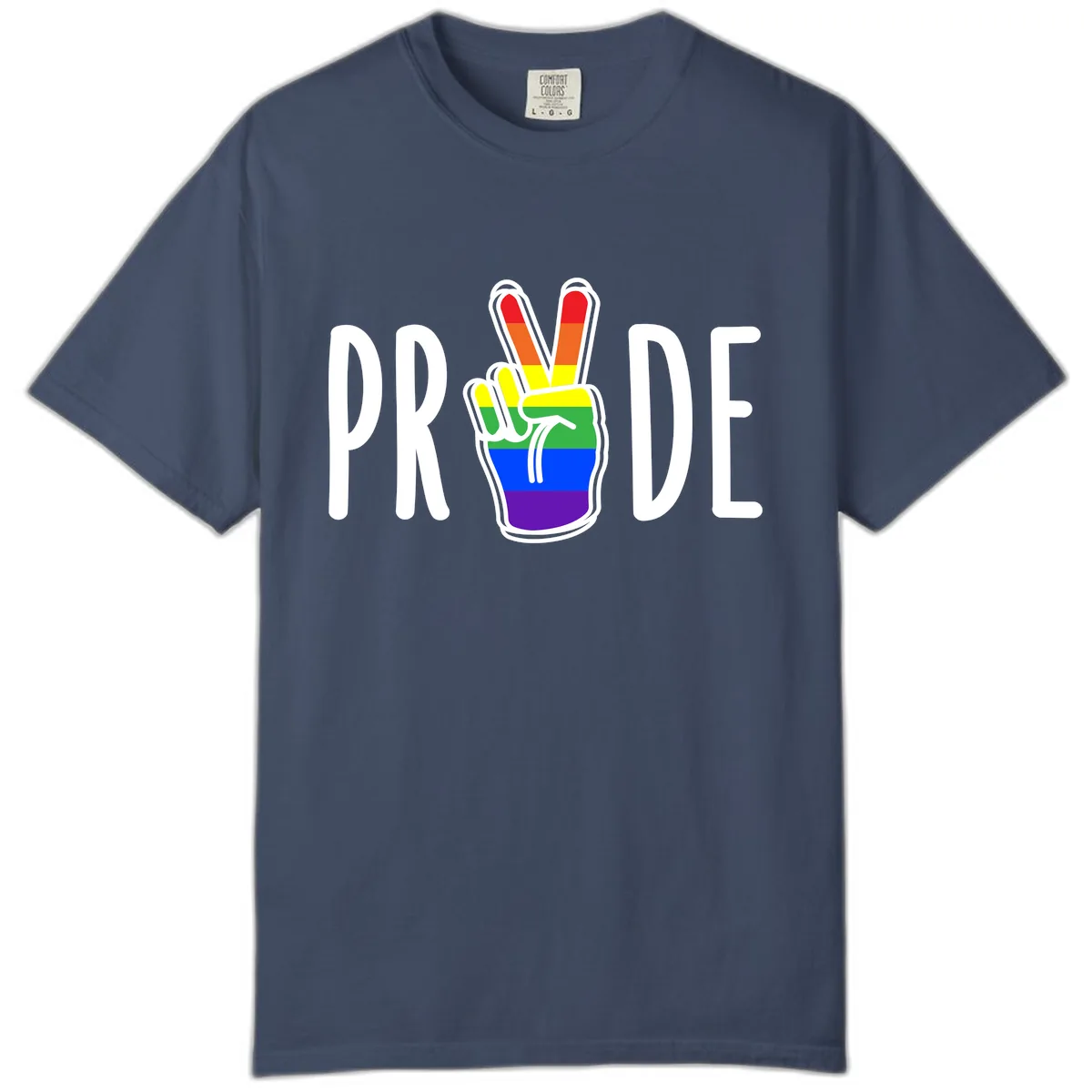 Pride Peace Hand Rainbow Comfort Color in Midnight