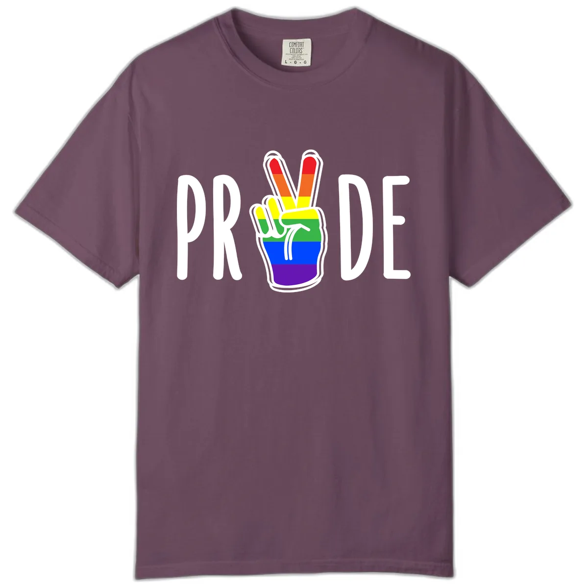 Pride Peace Hand Rainbow Comfort Color in Berry
