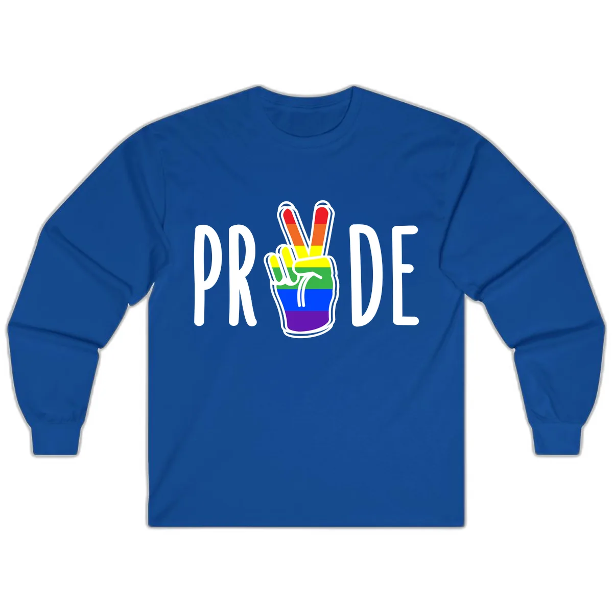 Pride Peace Hand Rainbow Long Sleeve in Royal