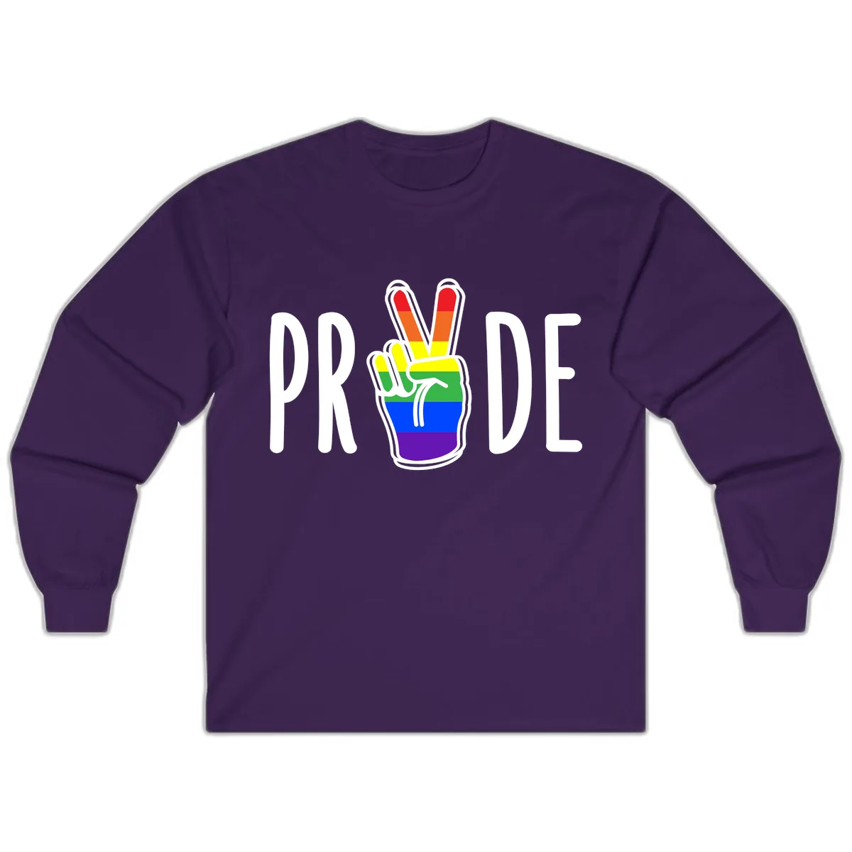 Pride Peace Hand Rainbow Long Sleeve in Purple