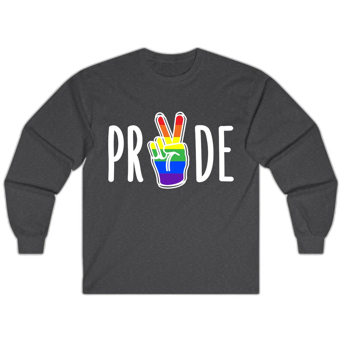 Pride Peace Hand Rainbow Long Sleeve in Dark Heather