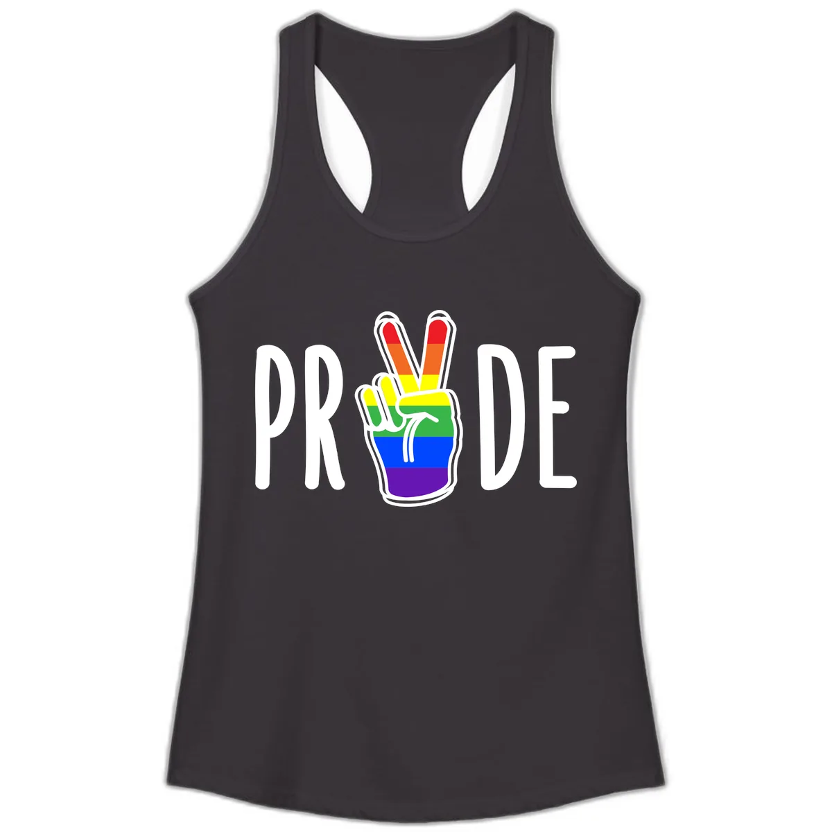 Pride Peace Hand Rainbow Ladies Tank in Black