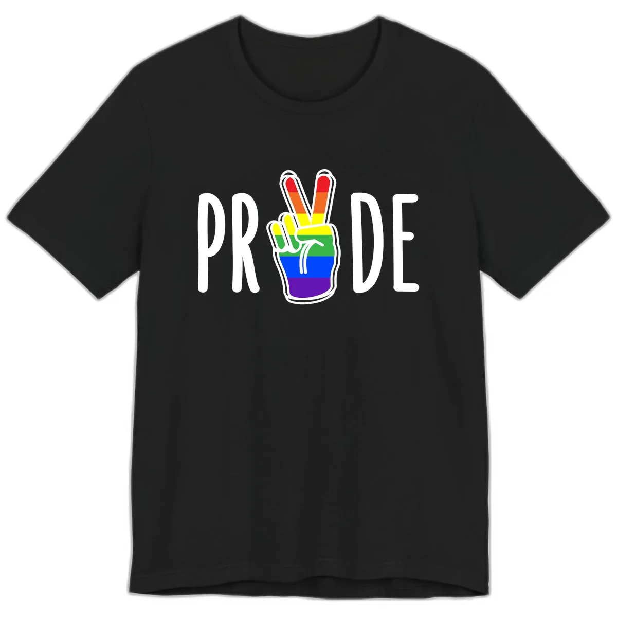 Pride Peace Hand Rainbow Premium T-Shirt in Black