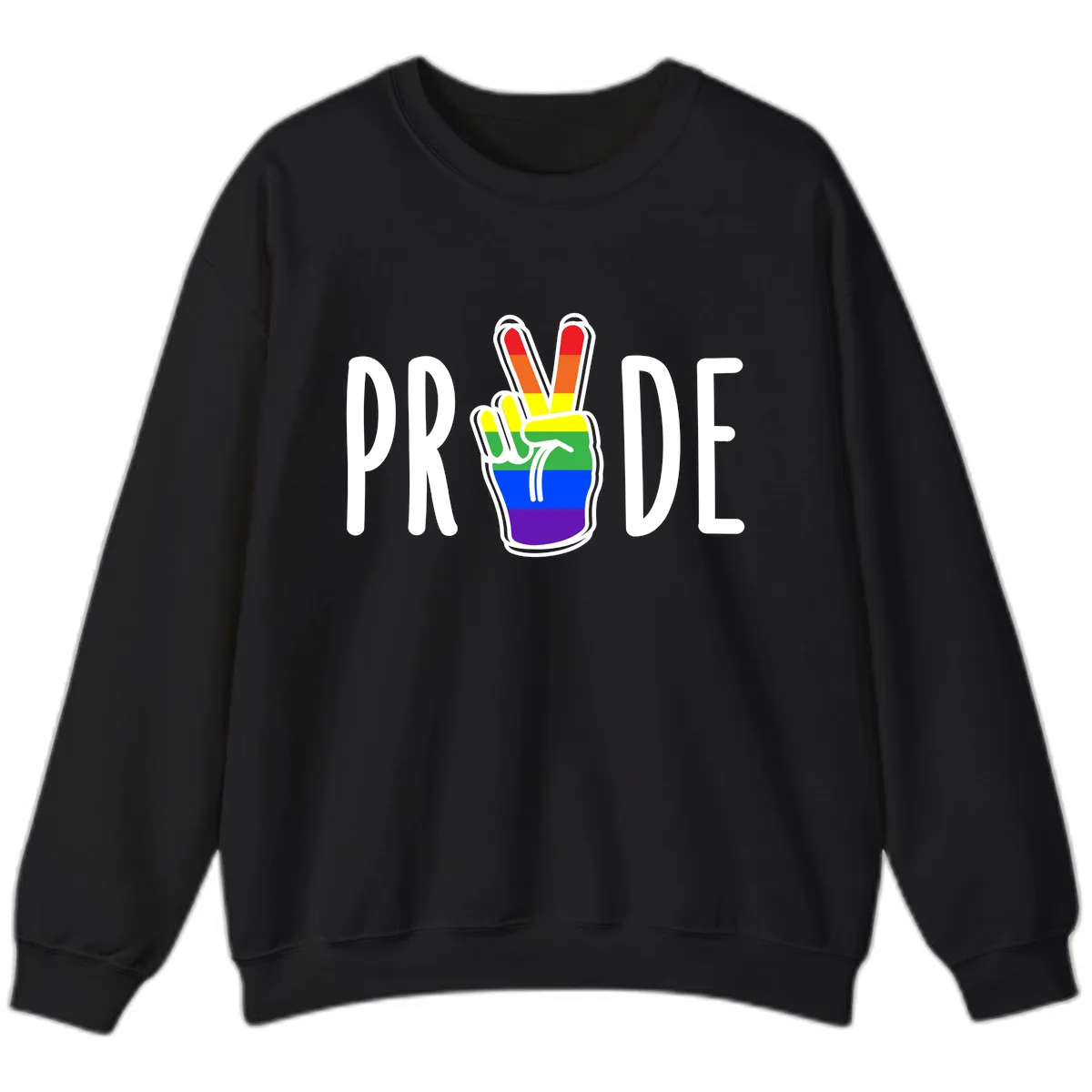 Pride Peace Hand Rainbow Sweatshirt in Black